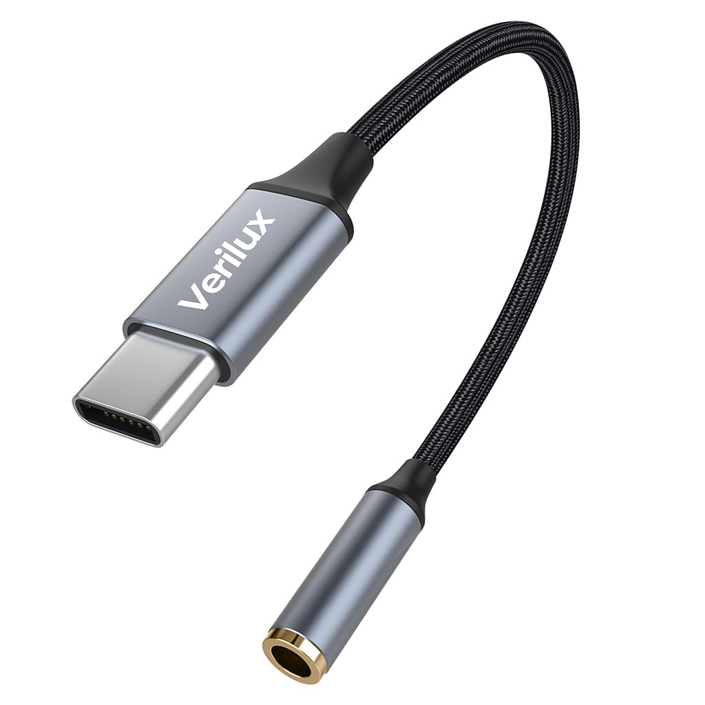 Verilux Type C to 3.5 mm Audio Jack Adapter, Nylon Braided USB C to 3.5mm Audio Cable, Universal HiFi Audio Cable for iPhone, Samsung Galaxy S23 S23+ S23 Ultra, S22 S21 S20 Plus/Ultra, iPad Pro Verilux Type C to 3.5 mm Audio Jack Adapter, Nylon Braided USB C to 3.5mm Audio Cable, Universal HiFi Audio Cable for iPhone, Samsung Galaxy S23 S23+ S23 Ultra, S22 S21 S20 Plus/Ultra, iPad Pro